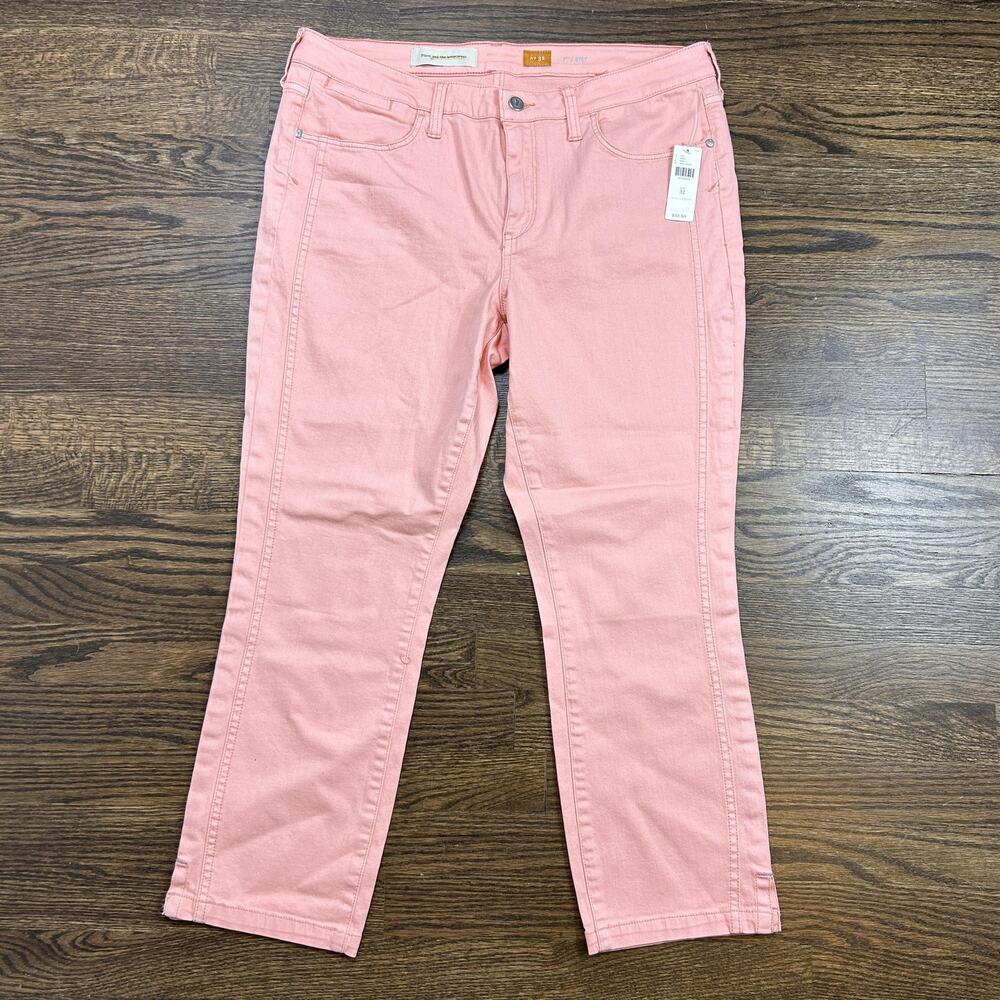 Pilcro And The Letterpress Stet Pants Womens 32 Pink Mid Rise Classic Crop Denim